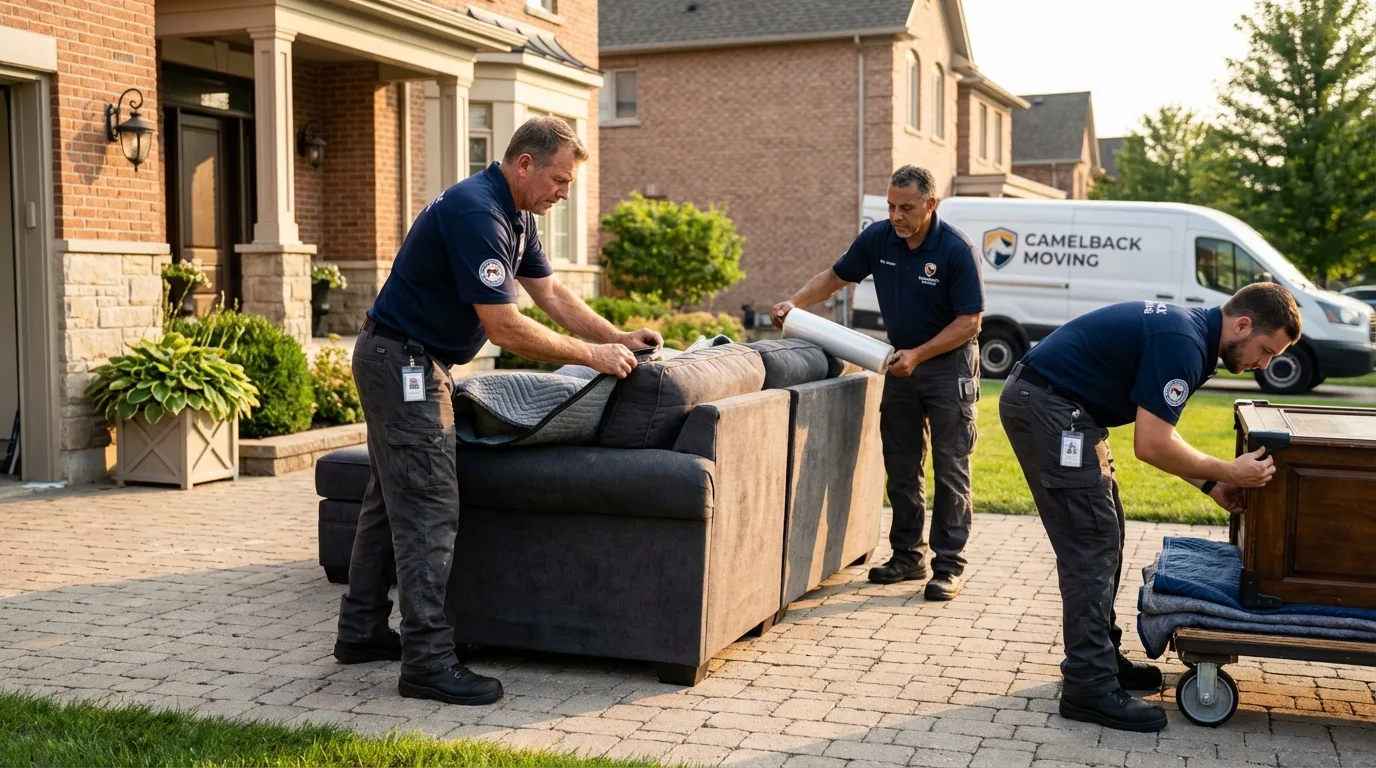 Large estate moving crew wrapping furniture in Caldwell, ID