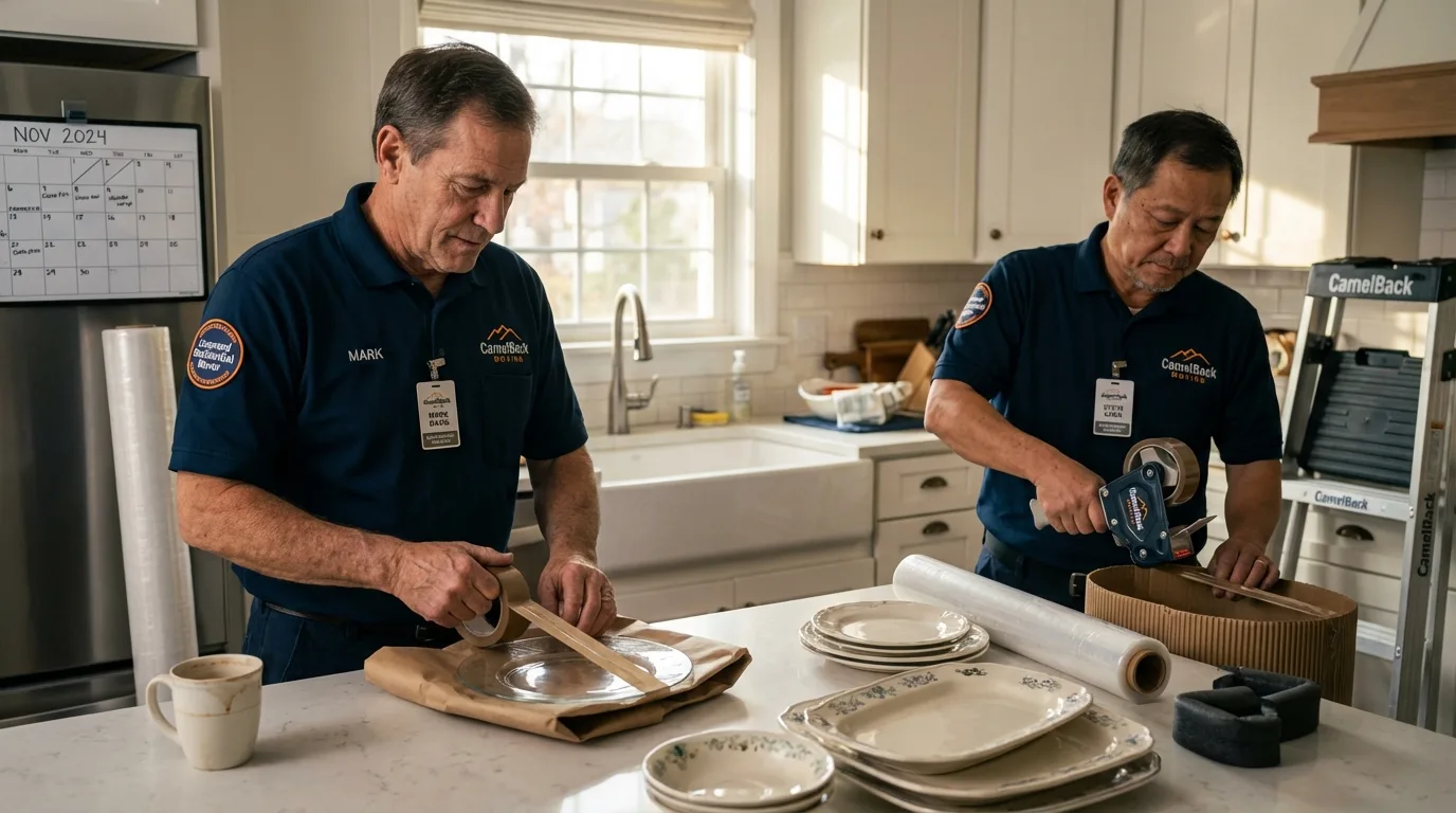 Professional crew packing kitchen dishware in Caldwell, ID